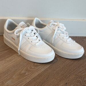 Gola All-White Low-Top Sneakers with Gold Logo